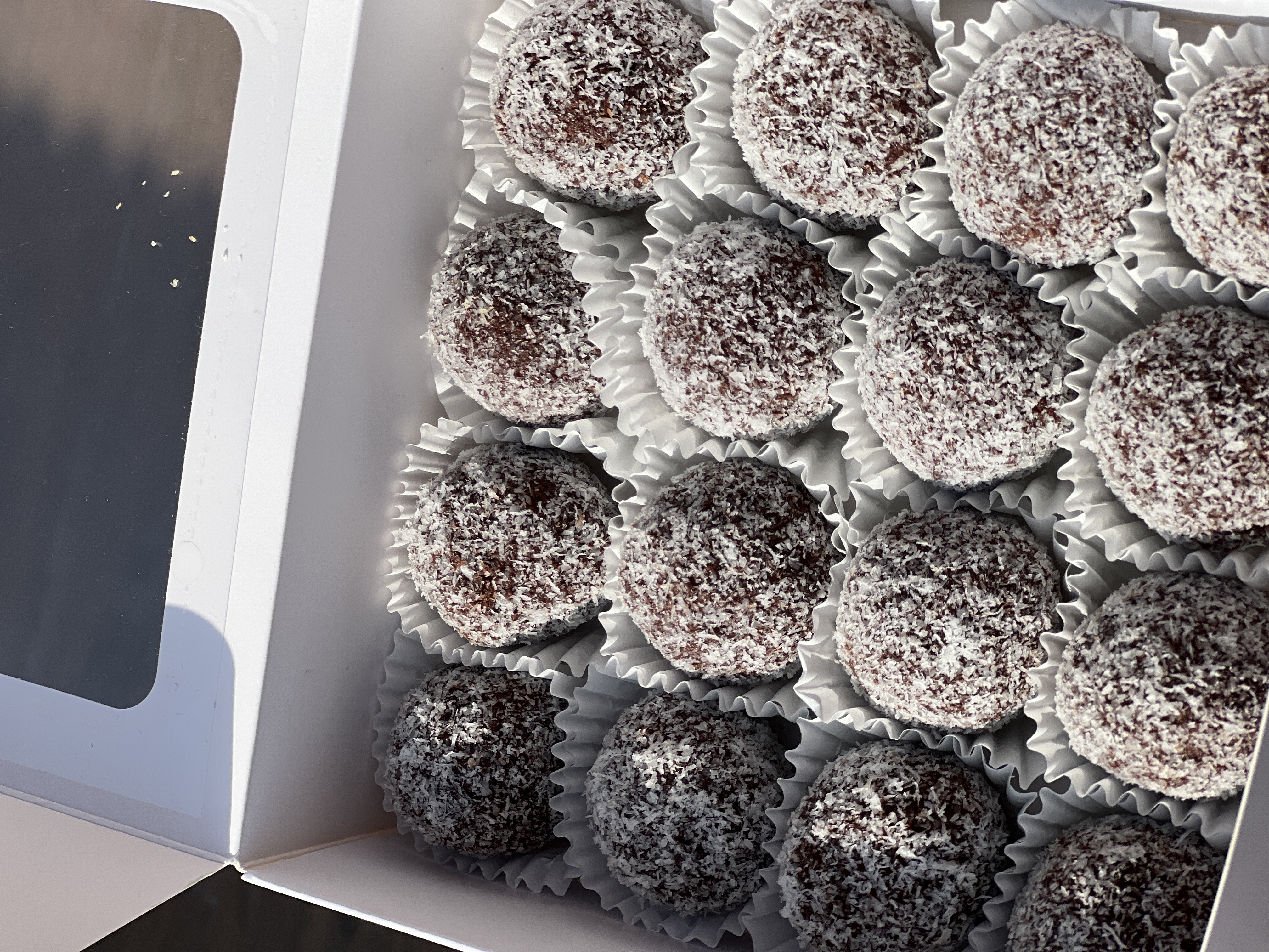 Swedish chokladbollar chocolate balls on a plate